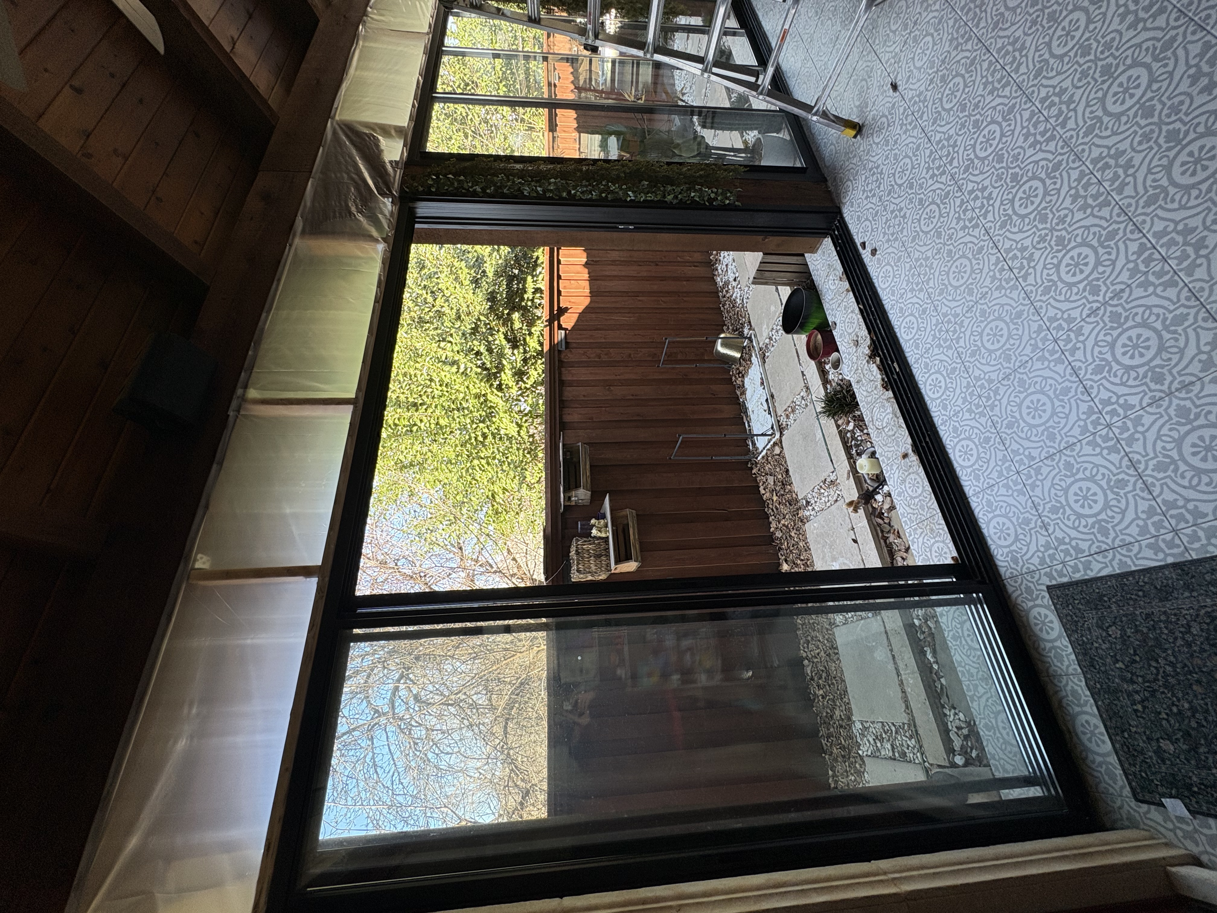 Alumega aluminum sliding door system installation - Texas